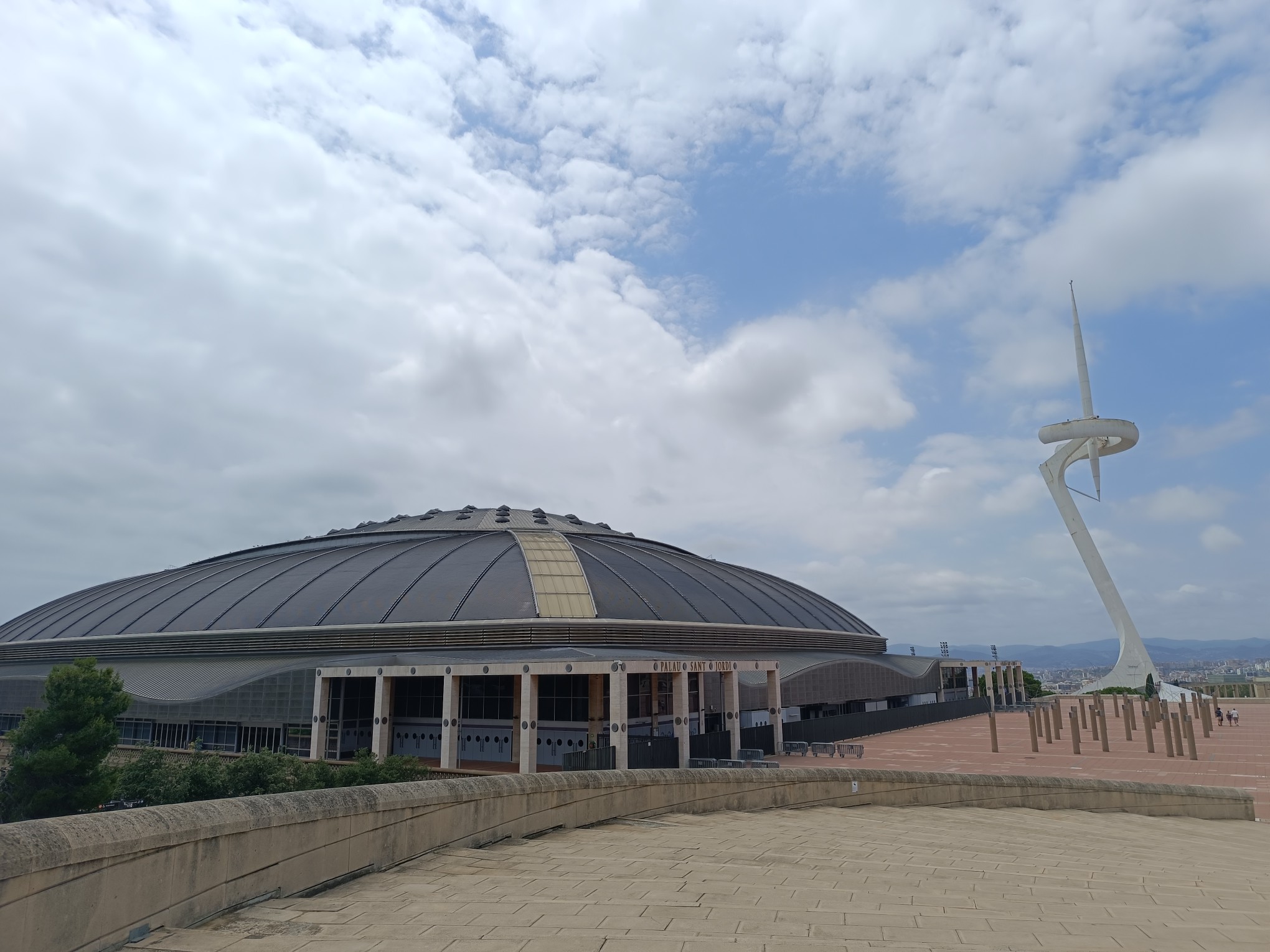 Distant view of Anella Olimpica Olympic Ring in Montjuïc