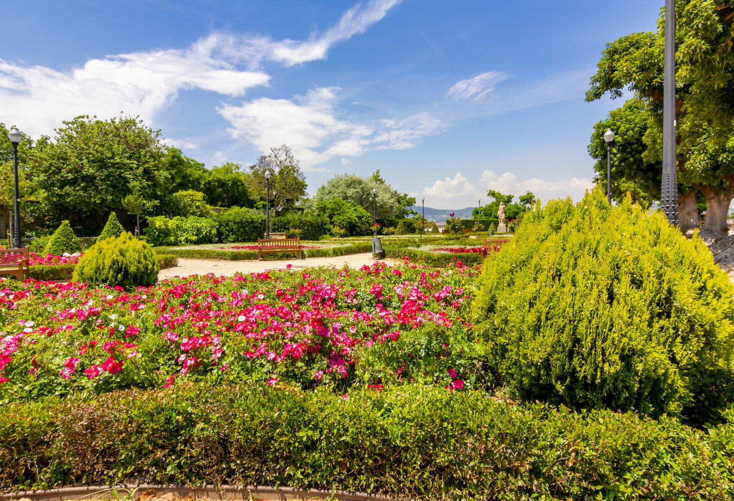 Montjuic park landscape in Barcelona, Spain