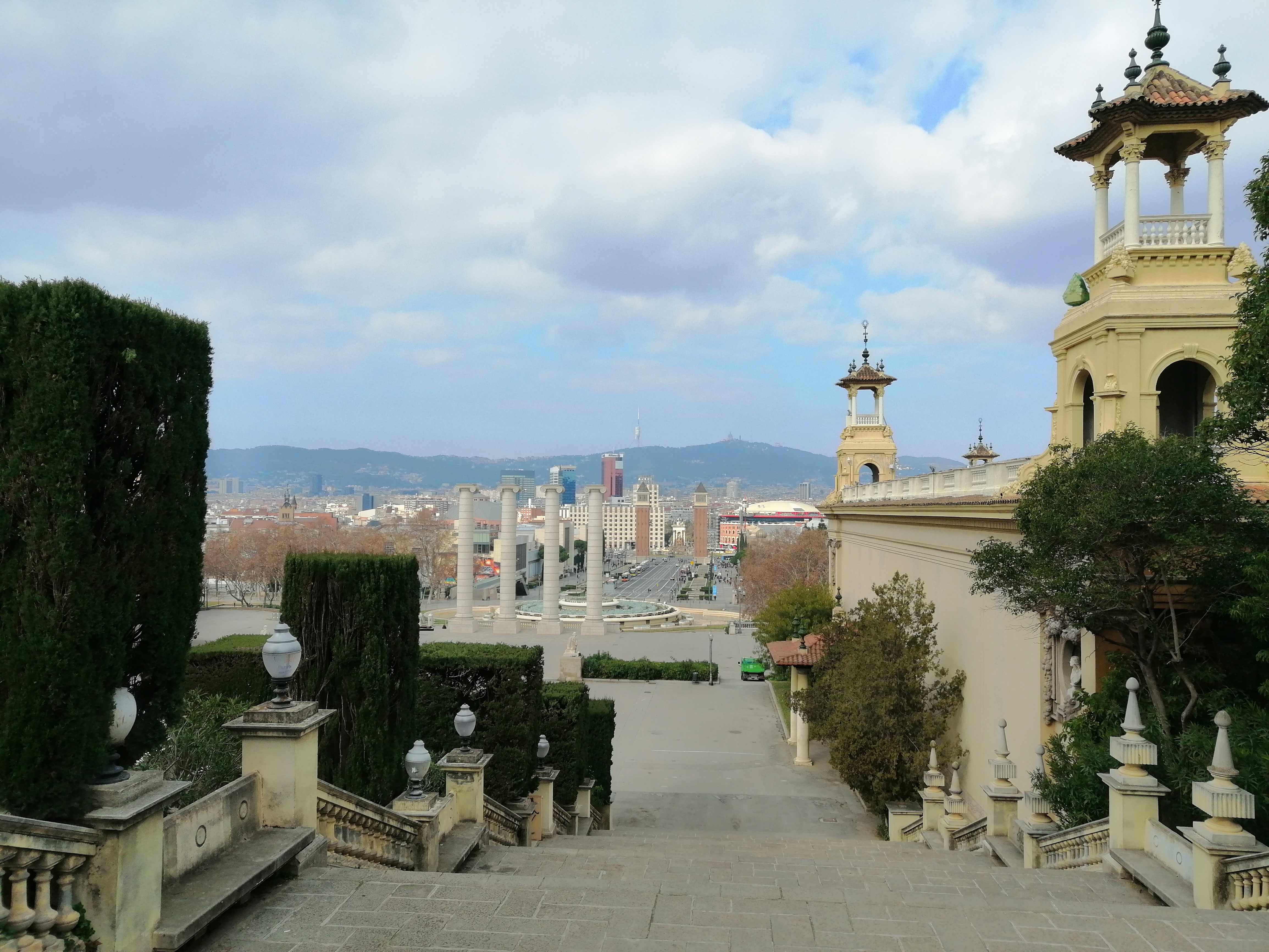 Steps between the mnac and the magic fountain